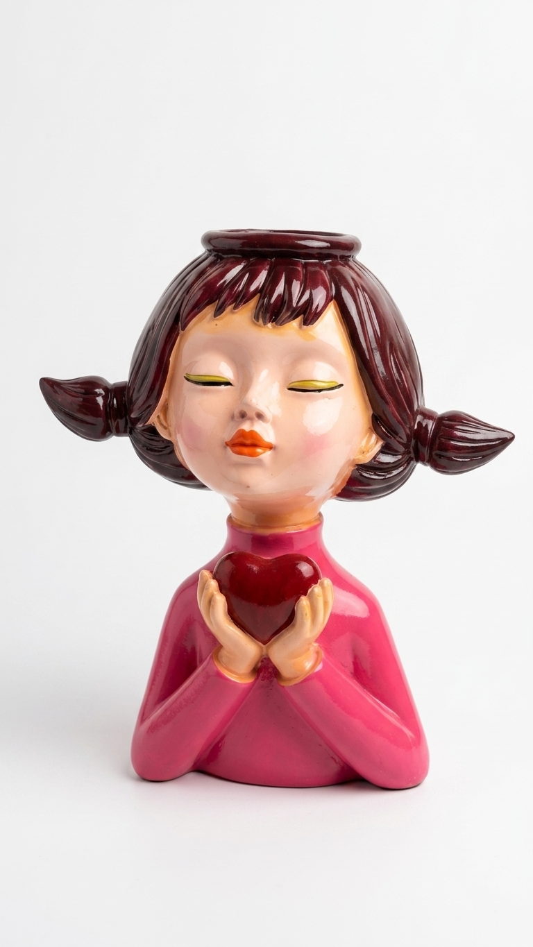 Handcrafted girl face planter