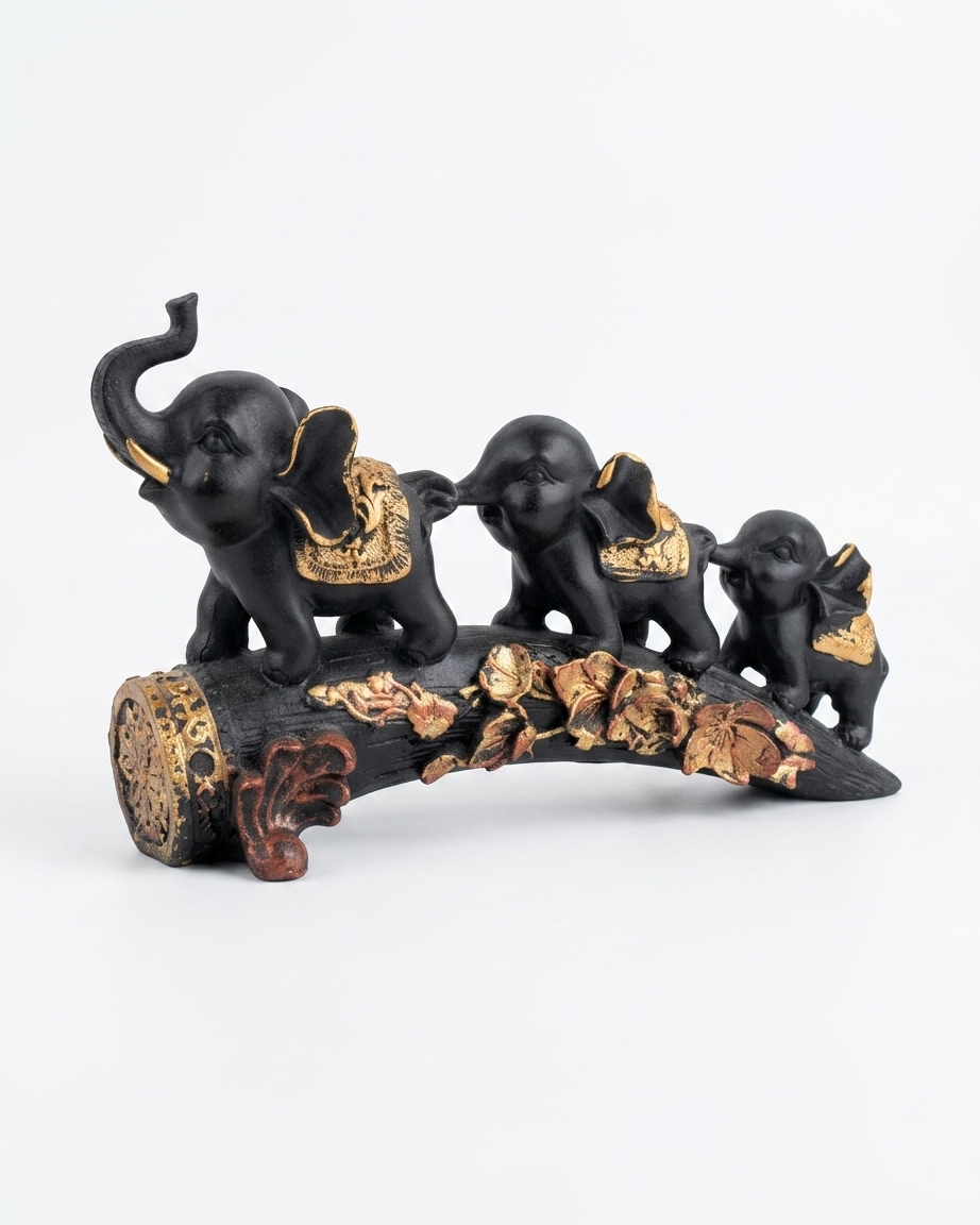 Vastu Elephant Family Showpiece for Prosperity & Success | Premium Home Decor Statue