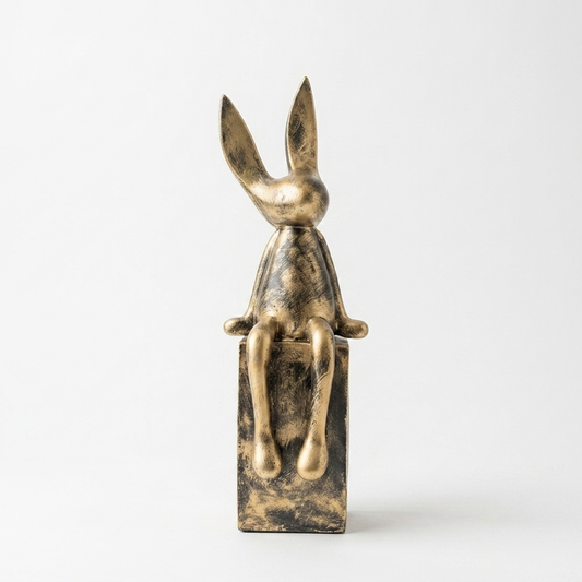 Handcrafted Gold Abstract Rabbit Sculpture
