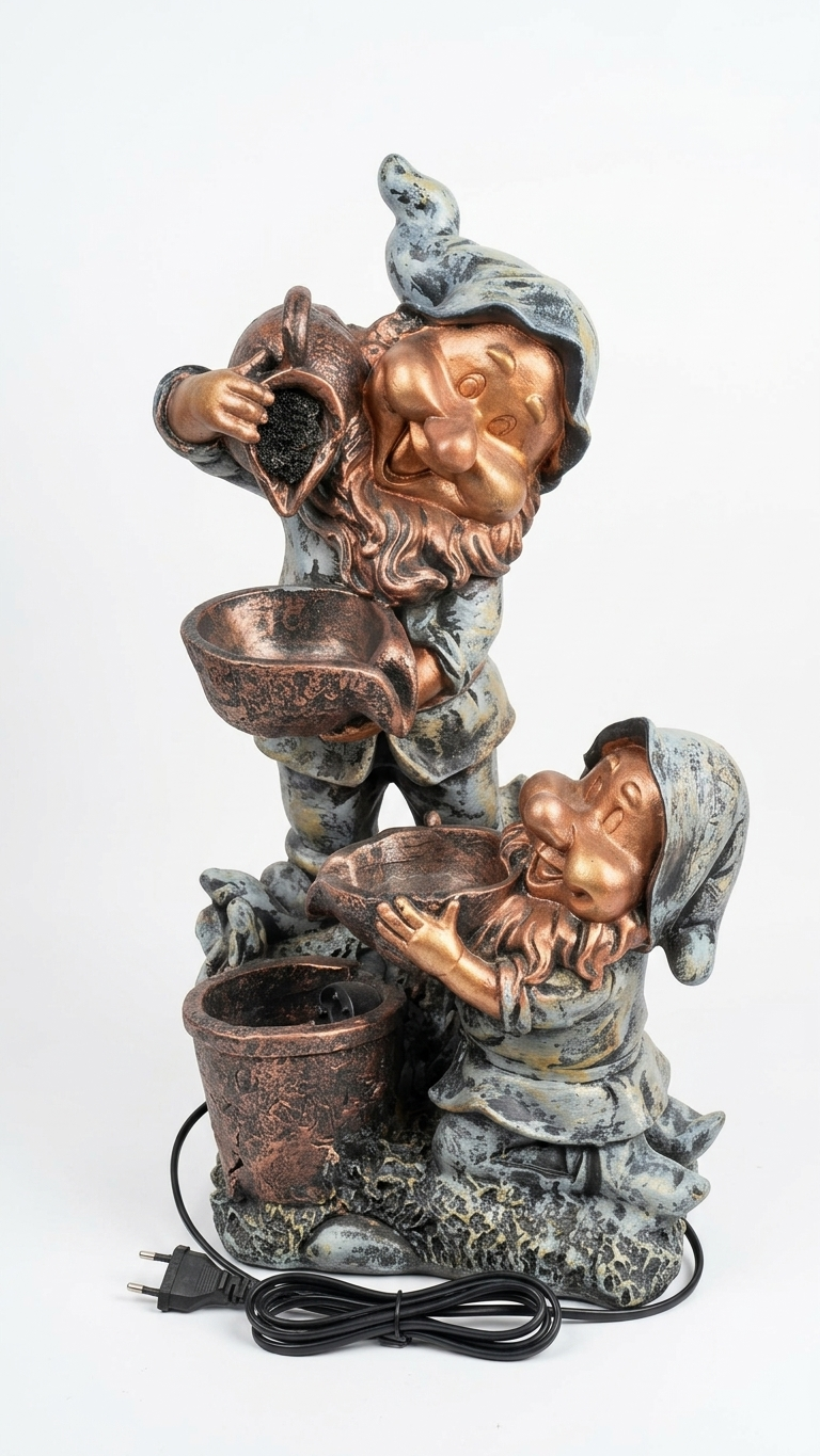Handcrafted Garden Gnome Water Fountain Showpiece – Premium Resin Tabletop Decor