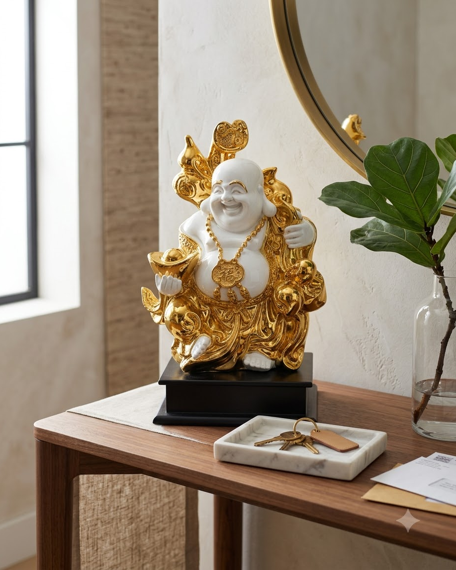Golden & White Laughing Buddha