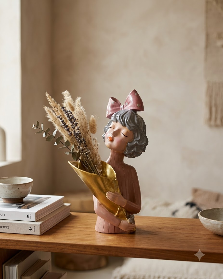 Girl Flower Vase Showpiece