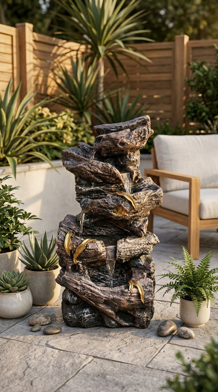 Handcrafted Rock Cascade Indoor Water Fountain