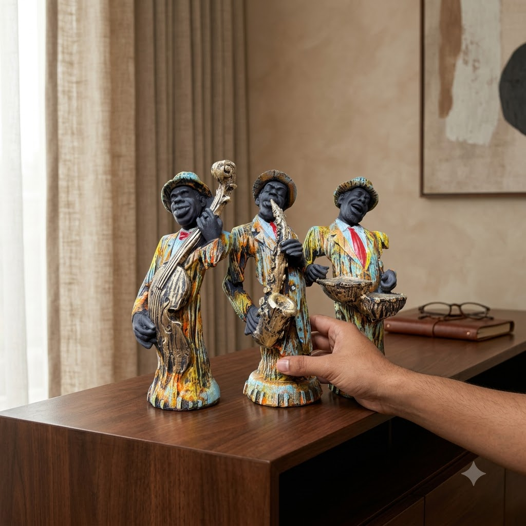 African Musician Showpiece Set of 3