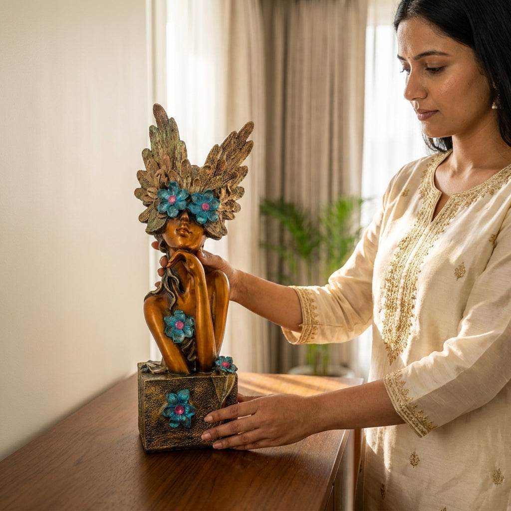 Lady Face Flower Sculpture