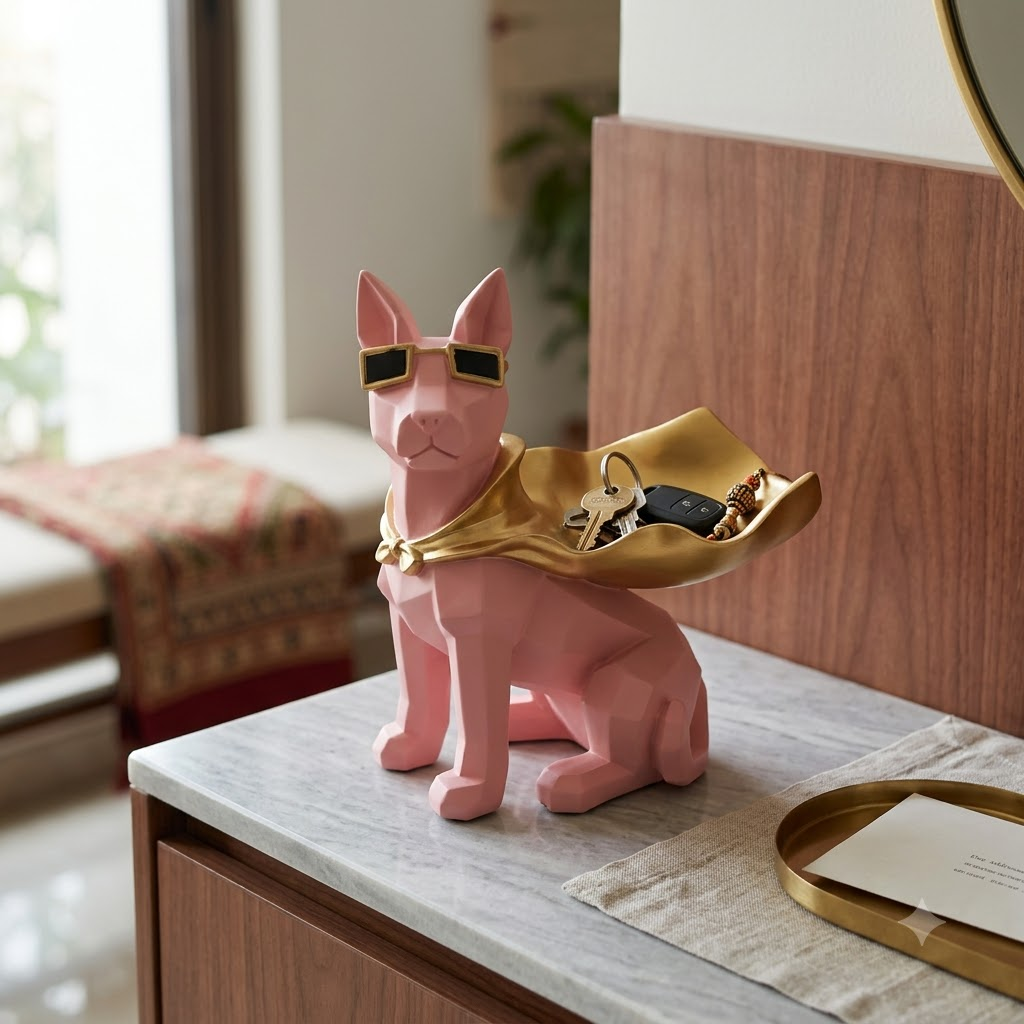 Pink Dog Decorative Showpiece