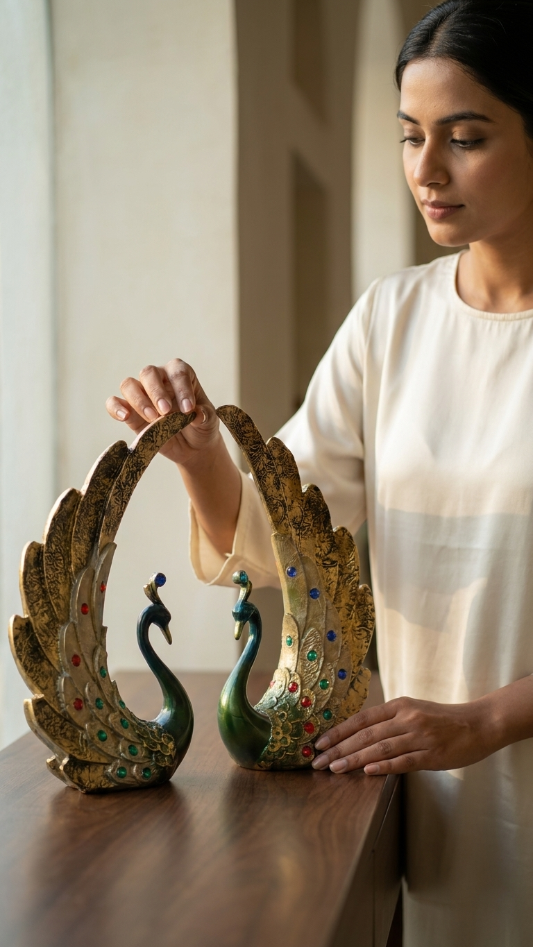 Royal Peacock Pair Showpiece