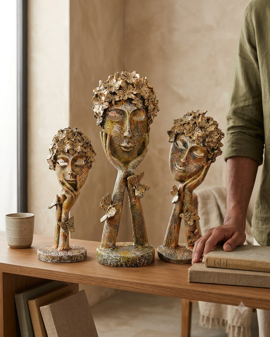 Floral Face Showpiece Set of 3