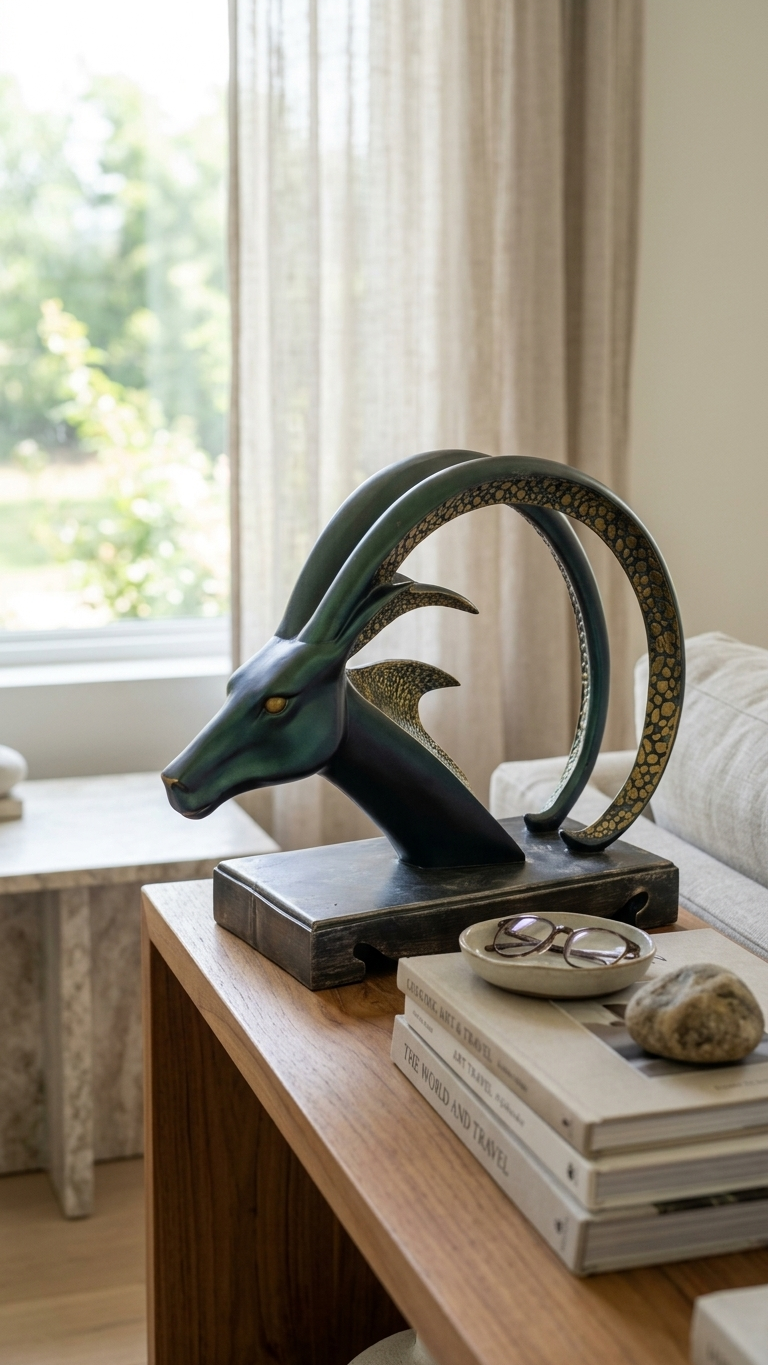 Handcrafted Deer Head Sculpture Showpiece – Premium Modern Resin Decor