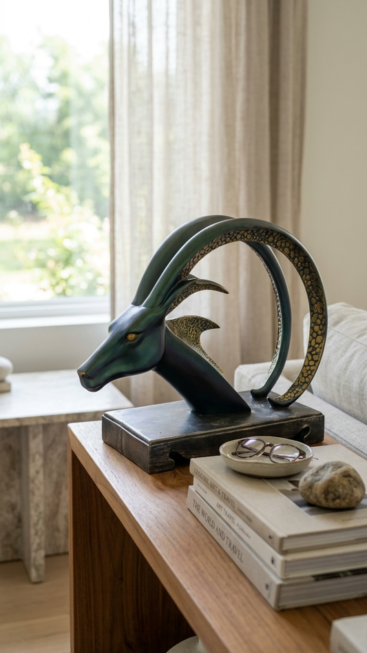 Handcrafted Deer Head Sculpture Showpiece – Premium Modern Resin Decor