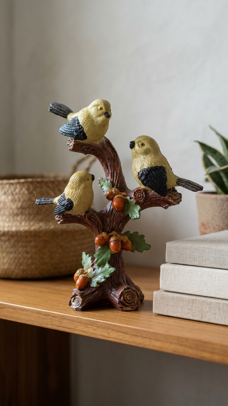 Three Birds on Tree Showpiece – Nature Inspired Decorative Statue for Home & Office