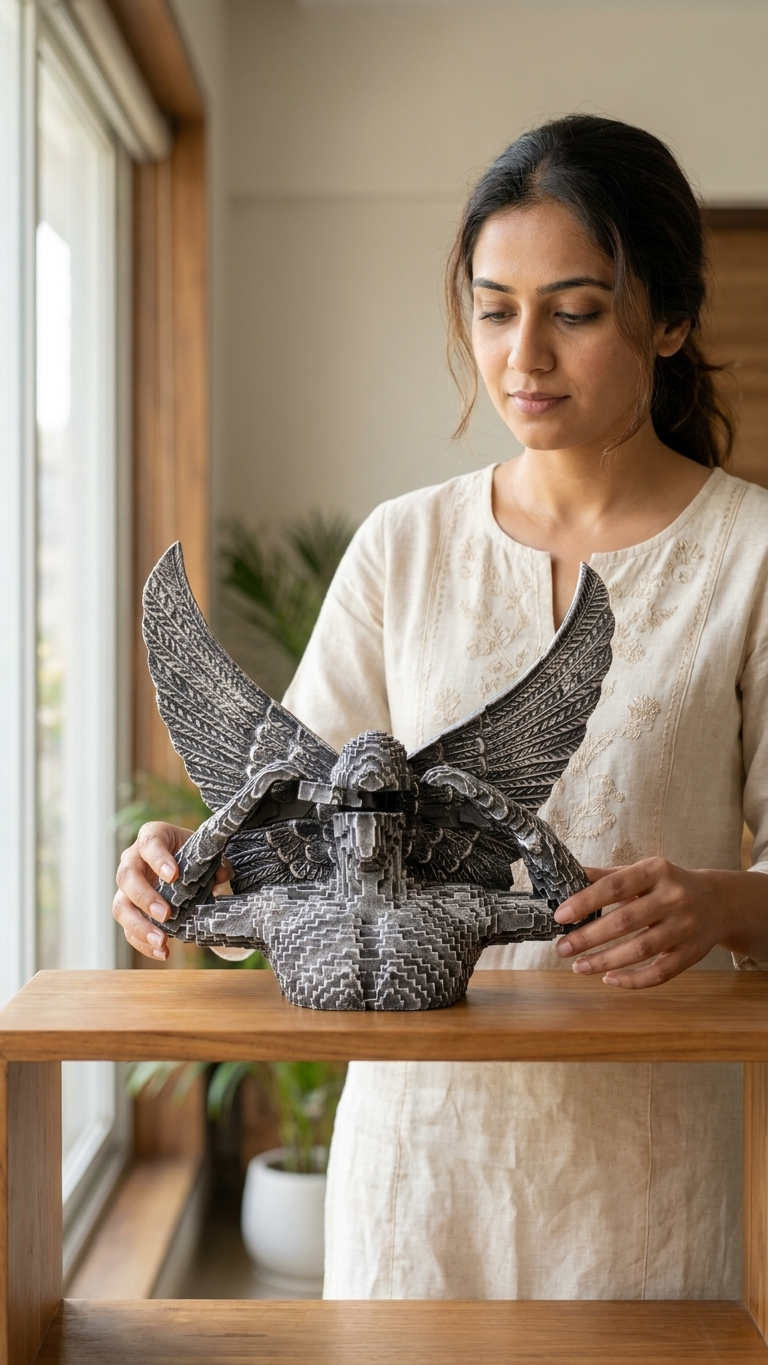 Handcrafted Winged Guardian Wall Sculpture – Premium Artistic Wall Decor