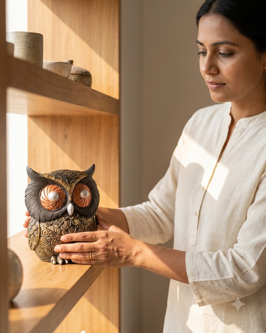 Handcrafted Owl Showpiece for Home Decor