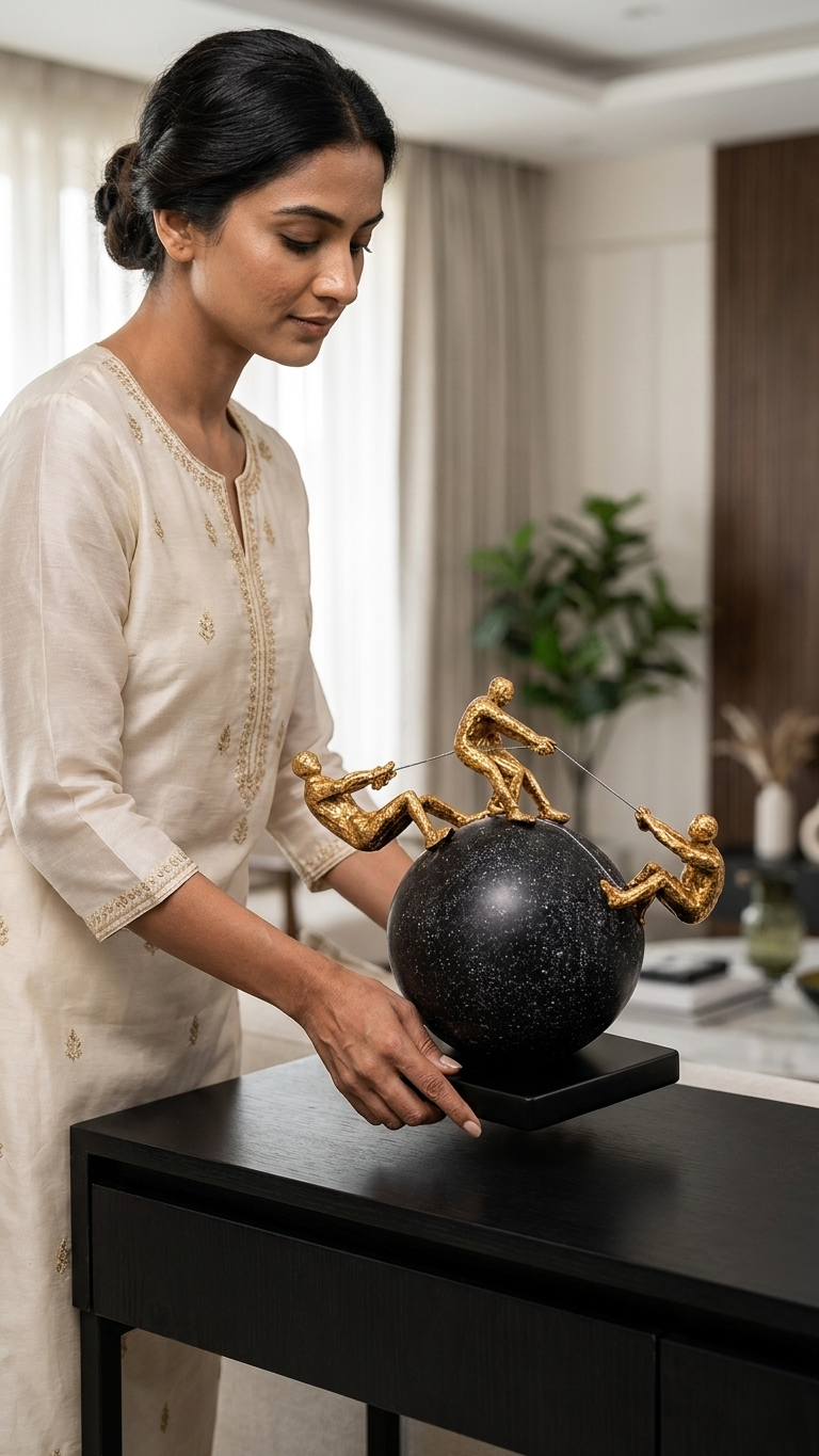 Abstract Tug of War Sculpture – Luxury home decor