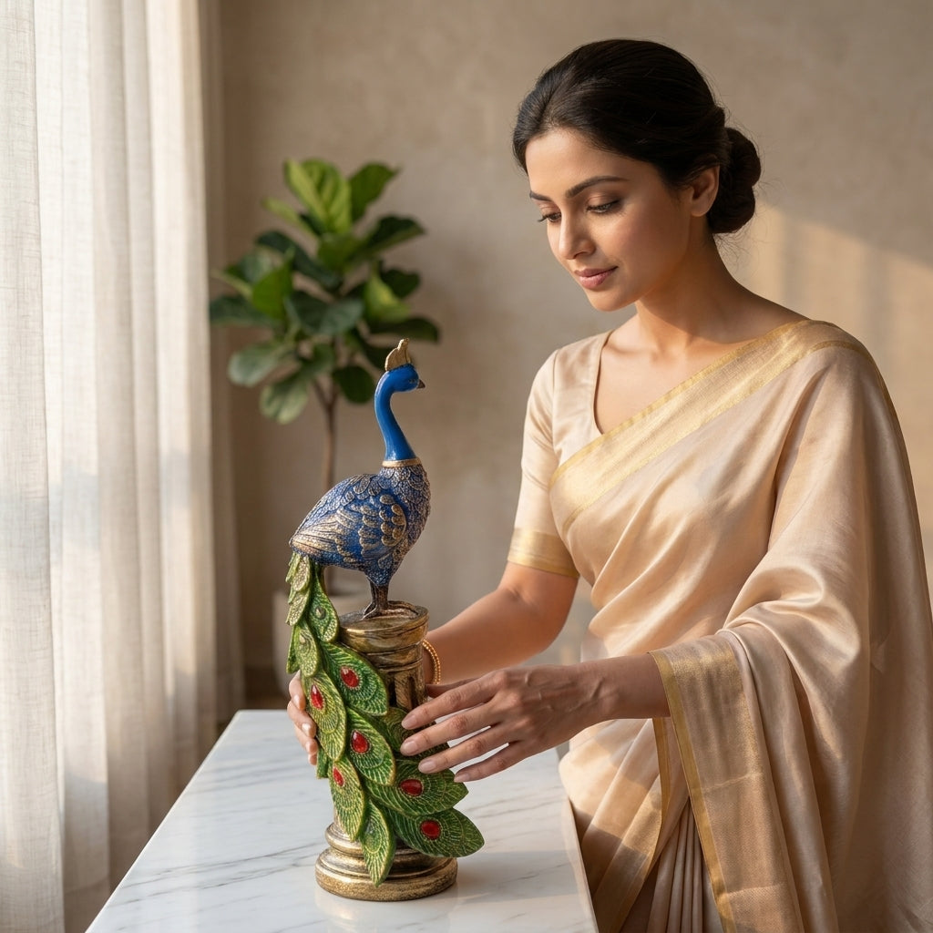 Peacock statue for home decor India – Premium Handcrafted Decorative Showpiece for Living Room & Office