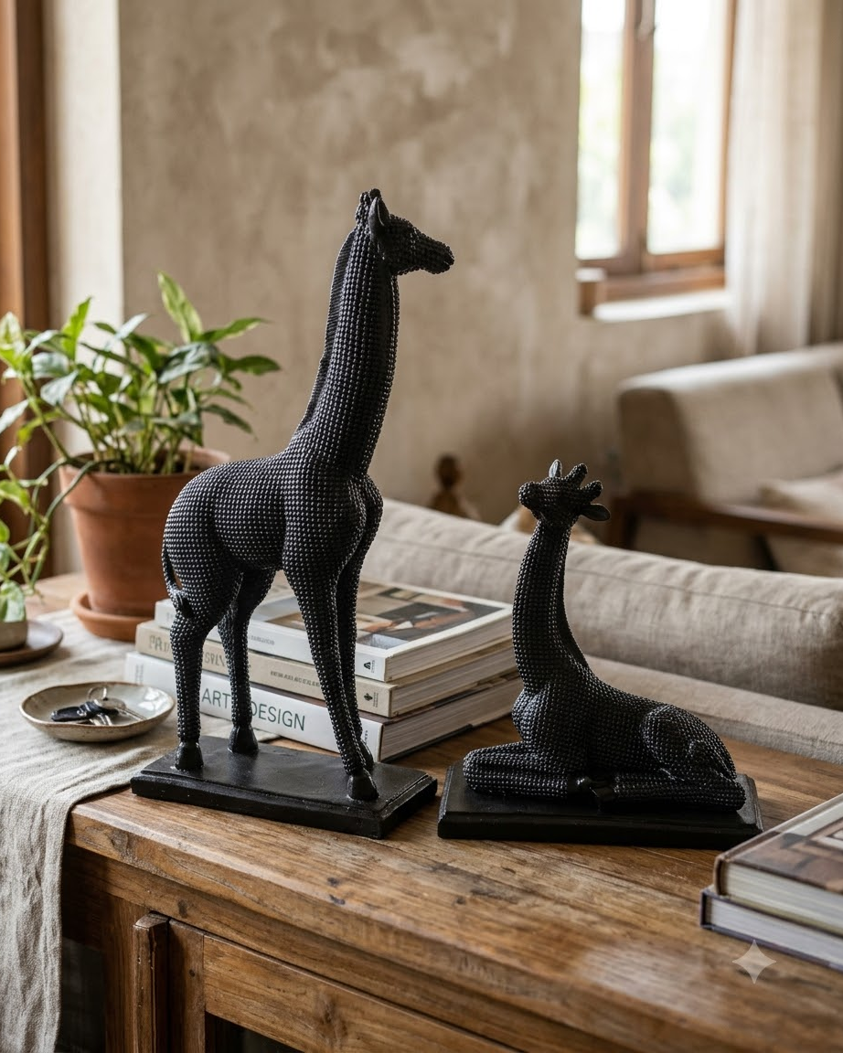 Black Giraffe & Baby Set