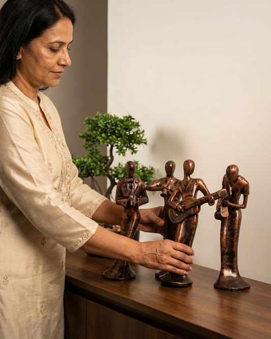 Handcrafted Harmony Musical Band Showpiece Set – Premium Musician Figurines for Modern Home Decor