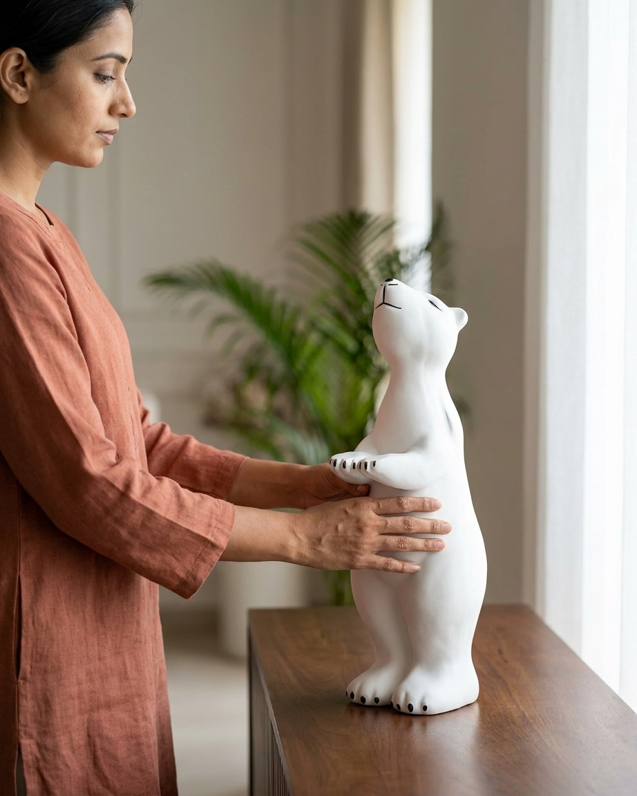 Handcrafted Arctic Polar Bear Showpiece – Premium Modern Animal Decor