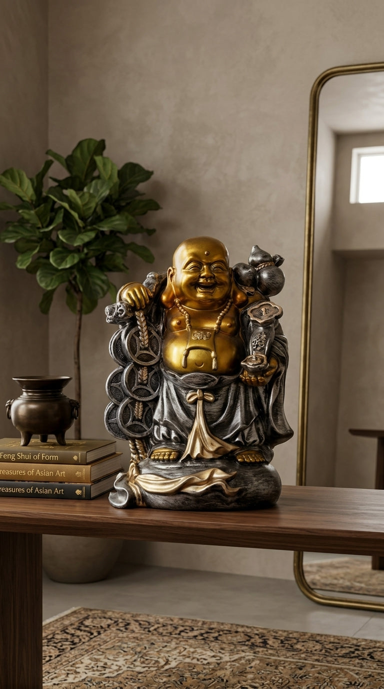 Handcrafted Gold Laughing Buddha Statue