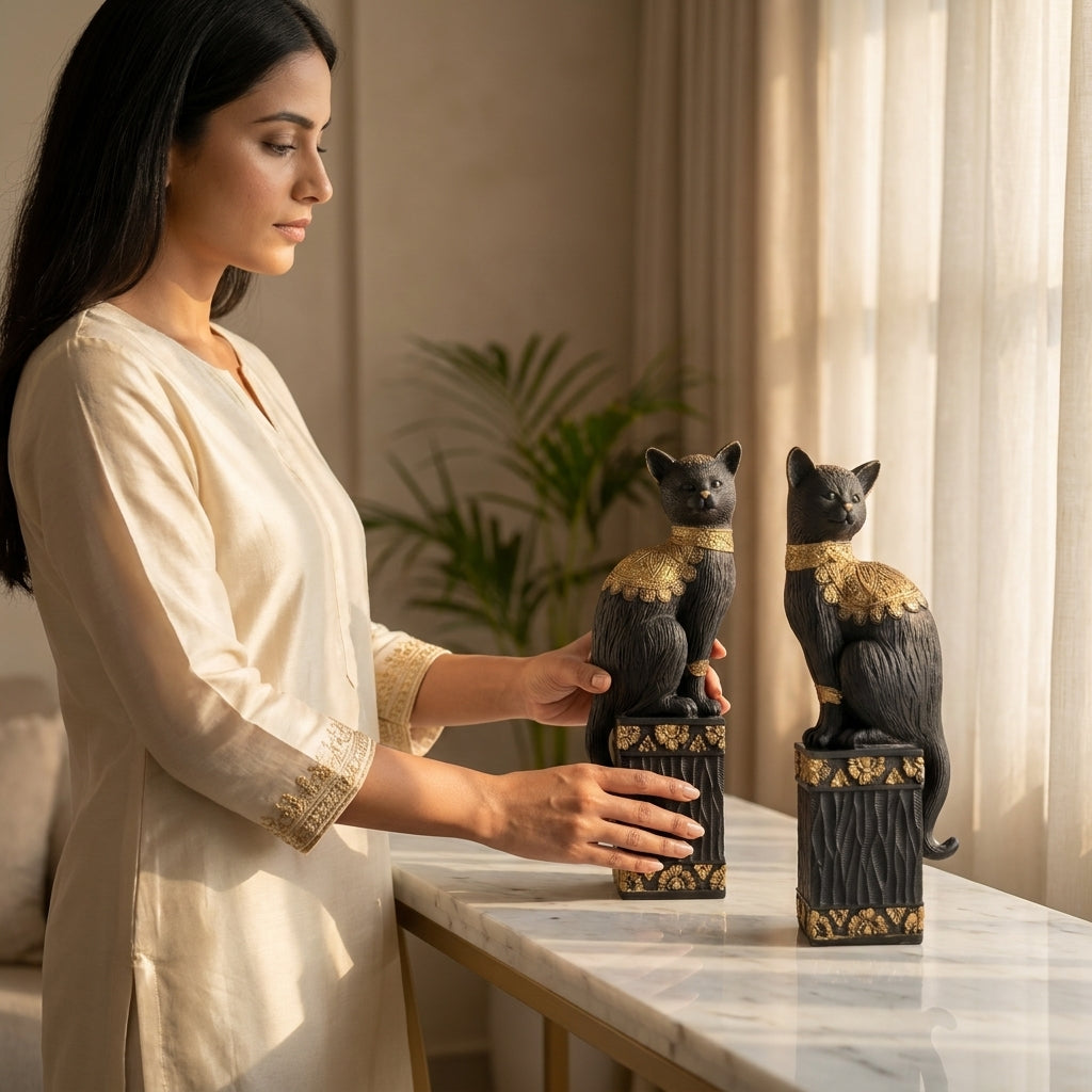 Black Cat Showpiece (Set of 2)