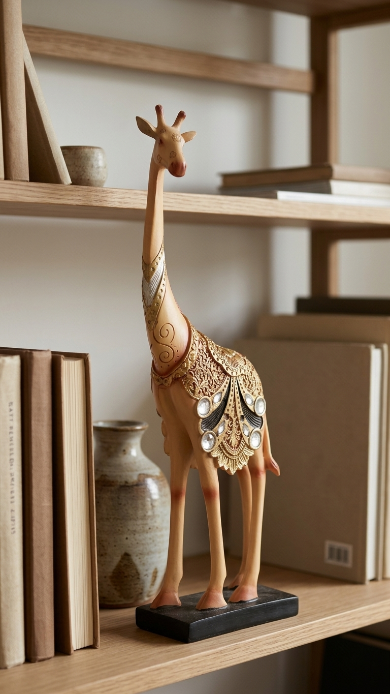Handcrafted Decorative Giraffe Showpiece with Intricate Art Detailing