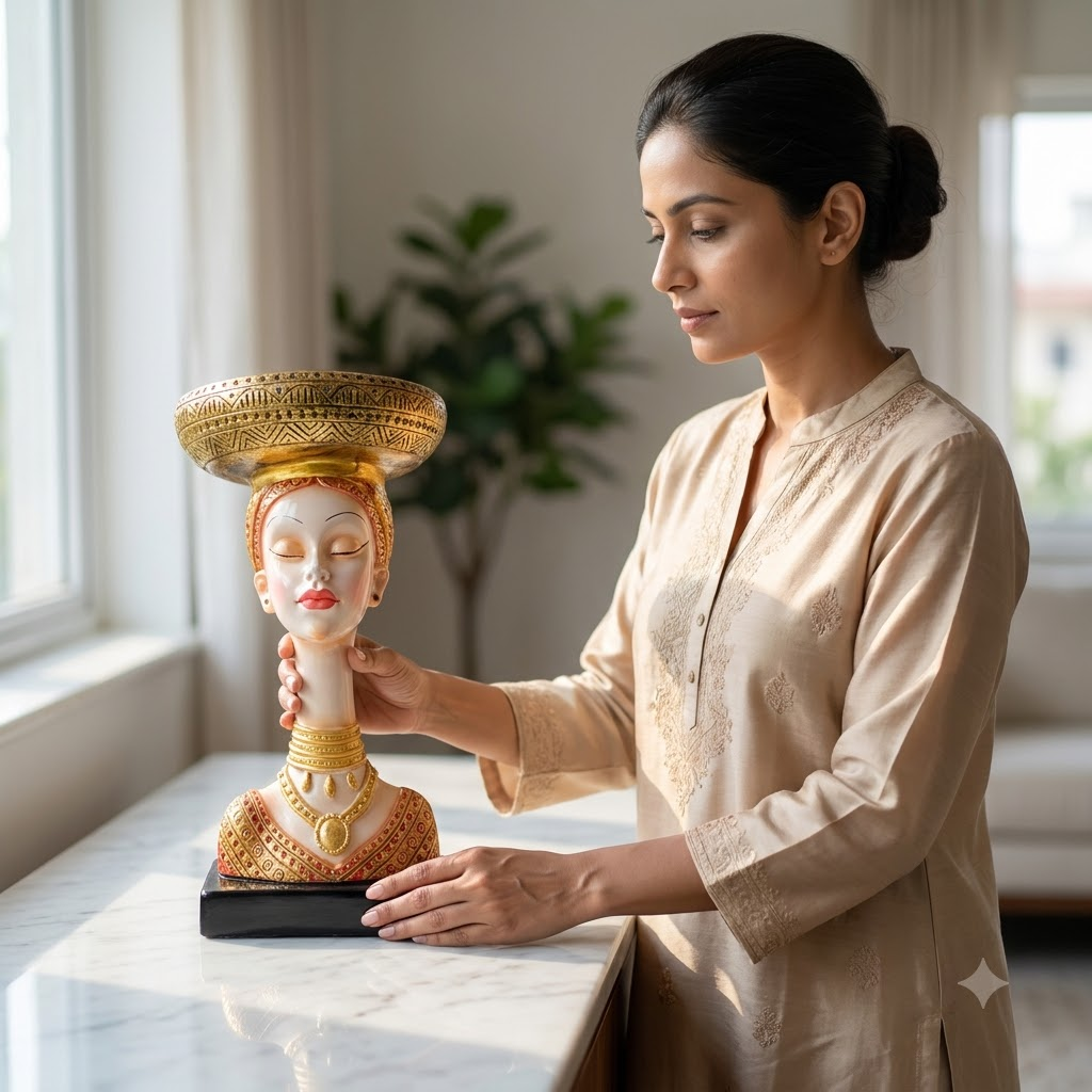 Lady Face Showpiece Set
