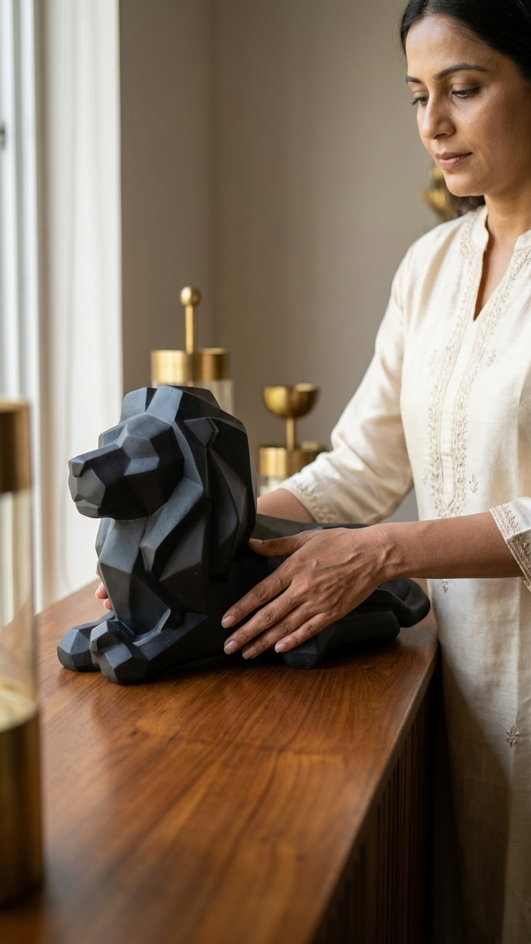 Modern Geometric Lion Decor