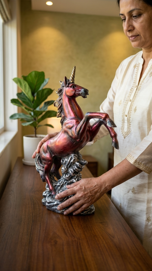 handcrafted unicorn horse showpiece