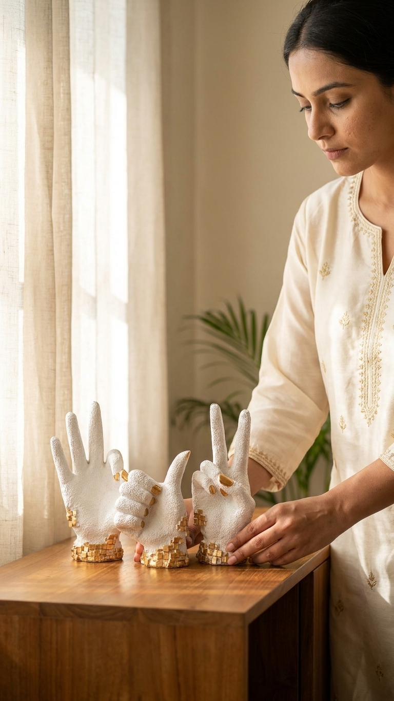 Handcrafted Abstract Hand Gesture Showpiece Set – Premium Modern Resin Sculpture for Home Decor