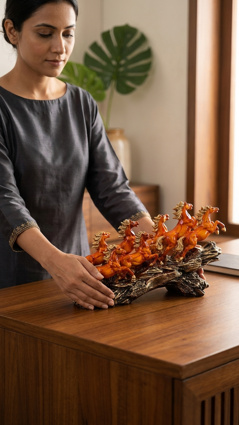 Handcrafted Seven Running Horses Showpiece – Decor for Home & Office