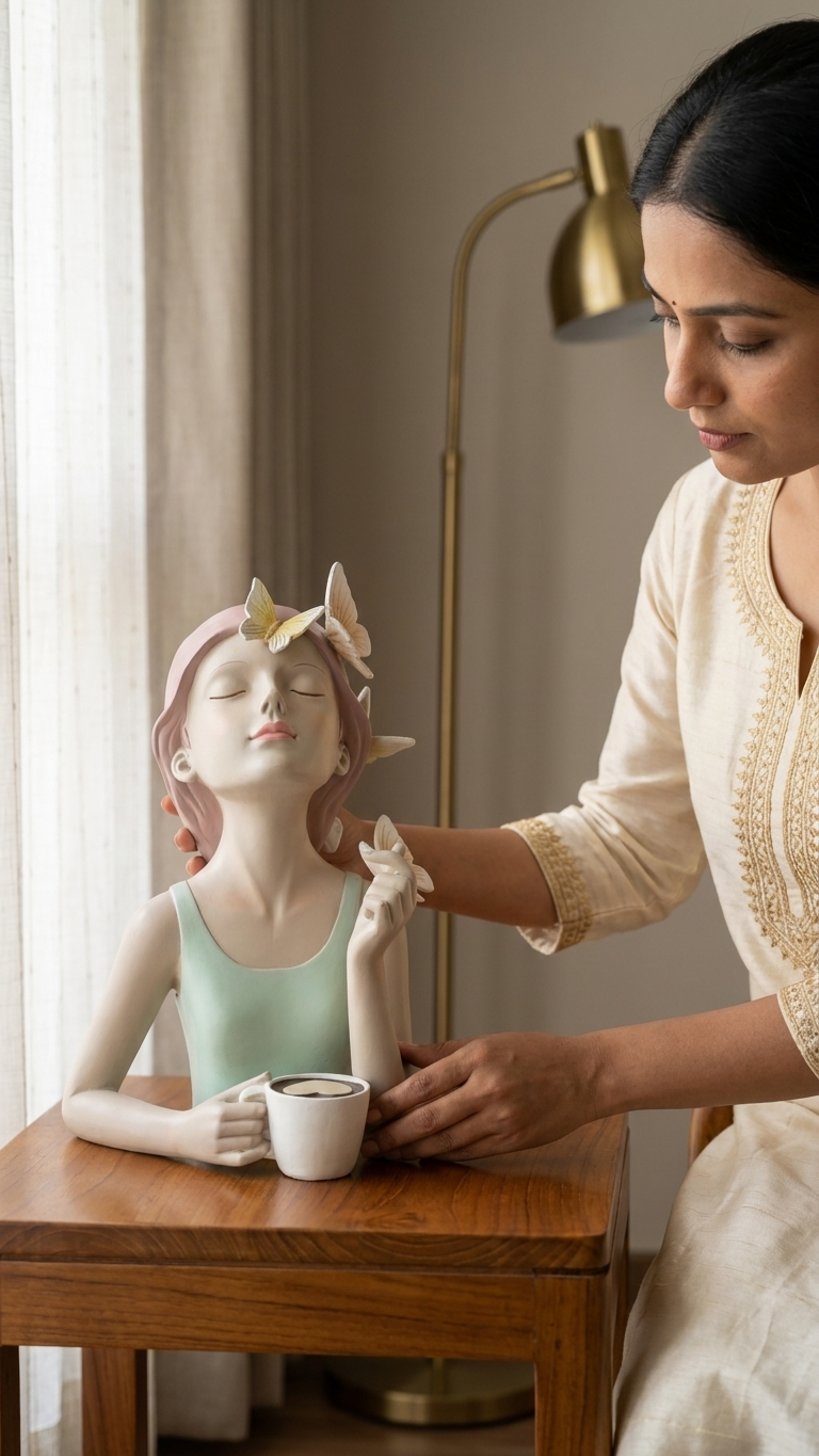 handcrafted girl coffee showpiece