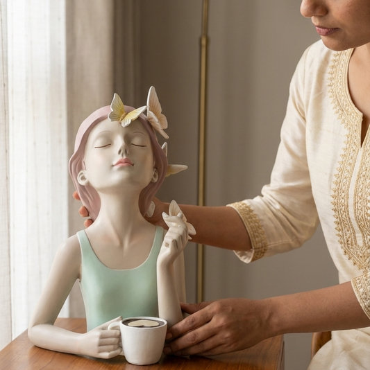 handcrafted girl coffee showpiece