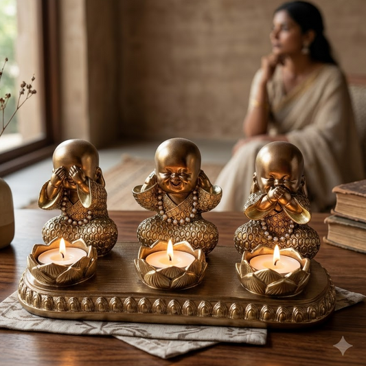 3 Wise Monks Candle Holder