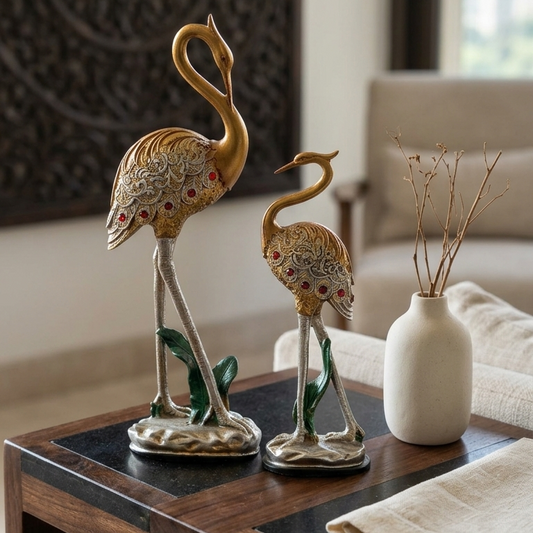 Handcrafted Crane Couple Showpiece