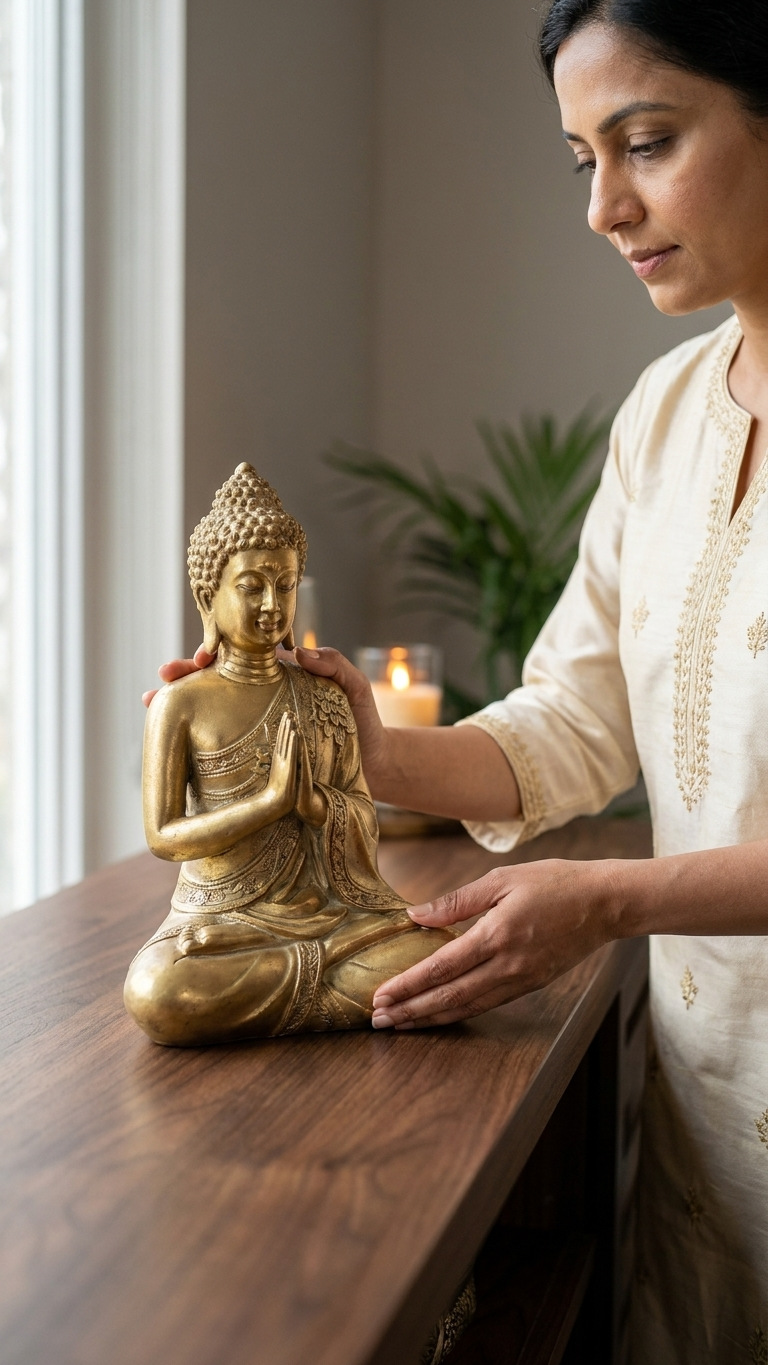 Gold Buddha statue for home decor India – Peaceful Zen Home, Temple & Meditation Room Decor