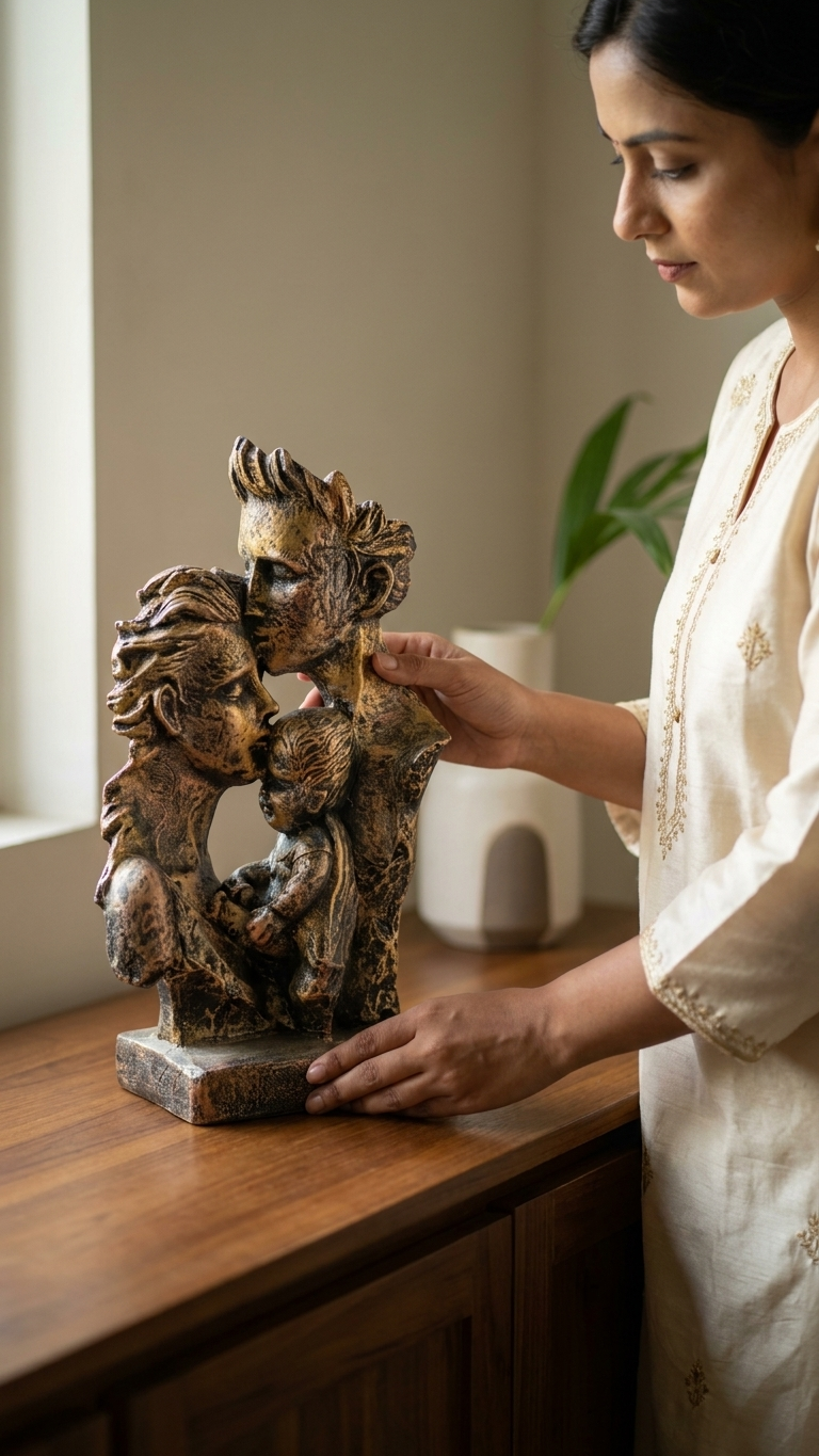handcrafted family sculpture decor