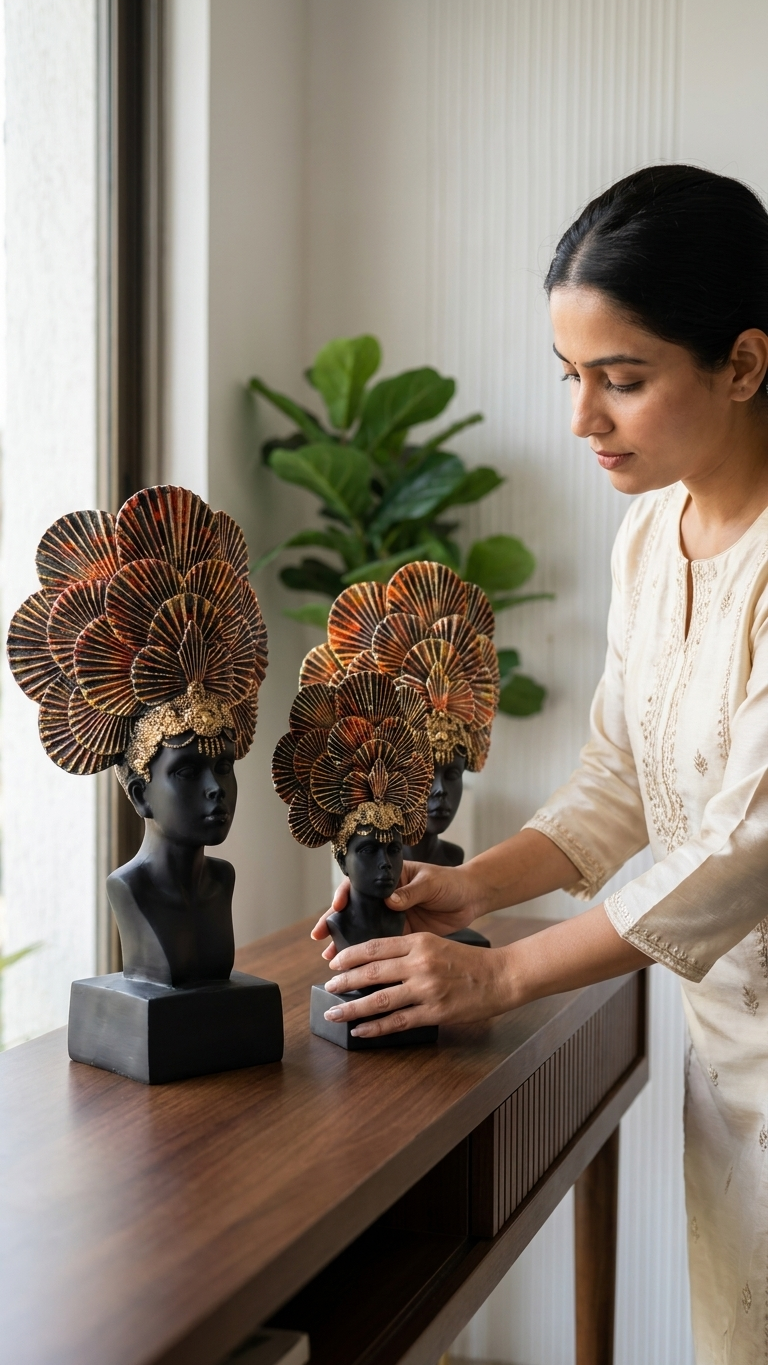 Handcrafted Tribal Lady Bust Sculpture