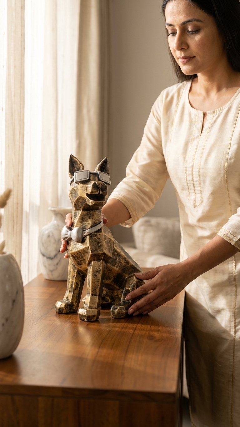 Handcrafted Modern Dog Showpiece with Glasses – Premium Decorative Sculpture
