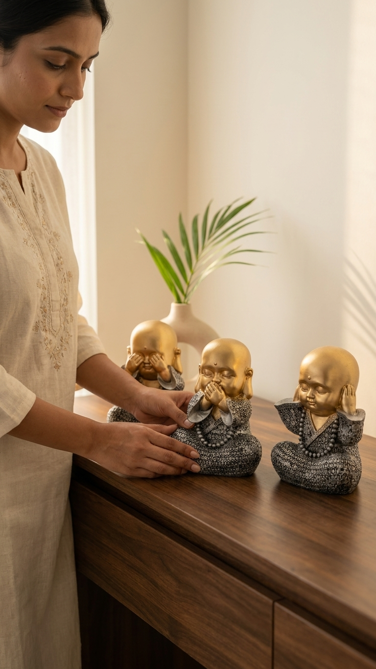 Handcrafted Three Wise Monks Showpiece