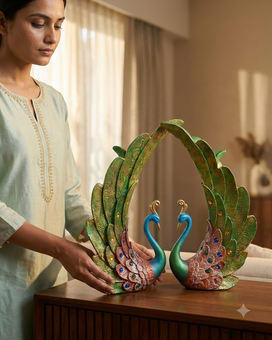 Handcrafted Peacock Pair