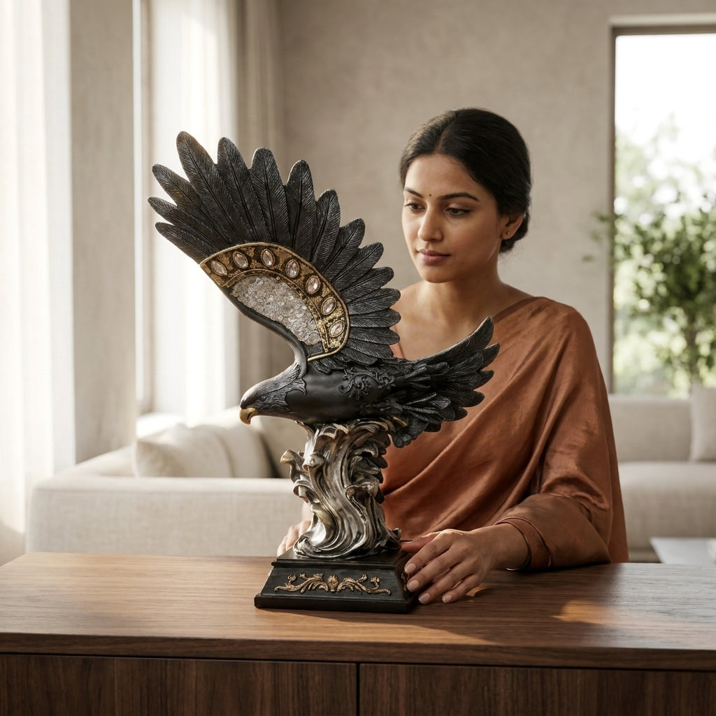 Black gold eagle statue home decor India – Premium Home & Office Decor Showpiece India