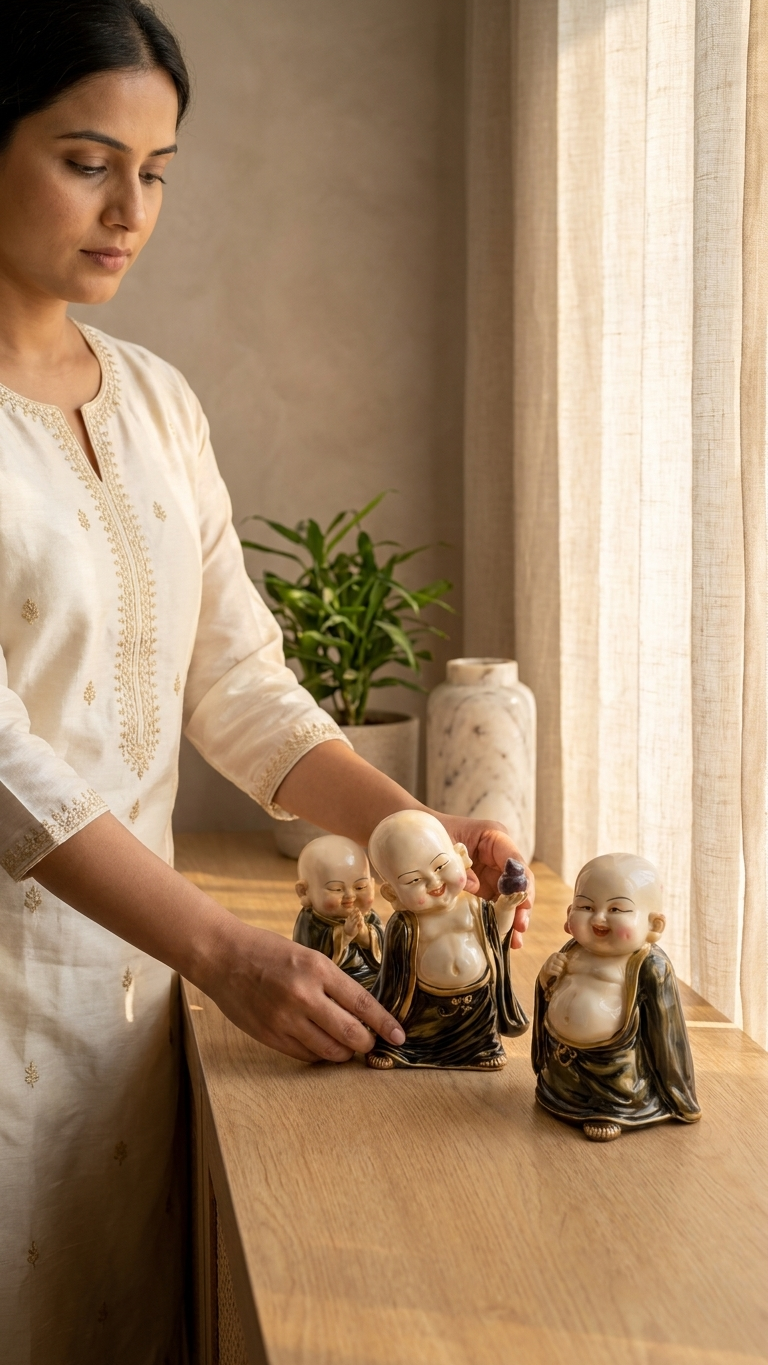 handcrafted monk showpiece set