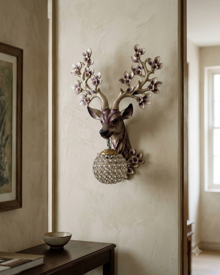 Antler Deer Wall Light