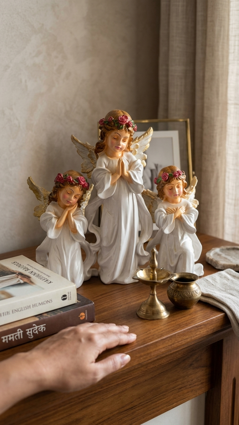 Divine Angel Showpiece Set of 3 – Peace, Blessings & Elegant Home Decor for Living Room