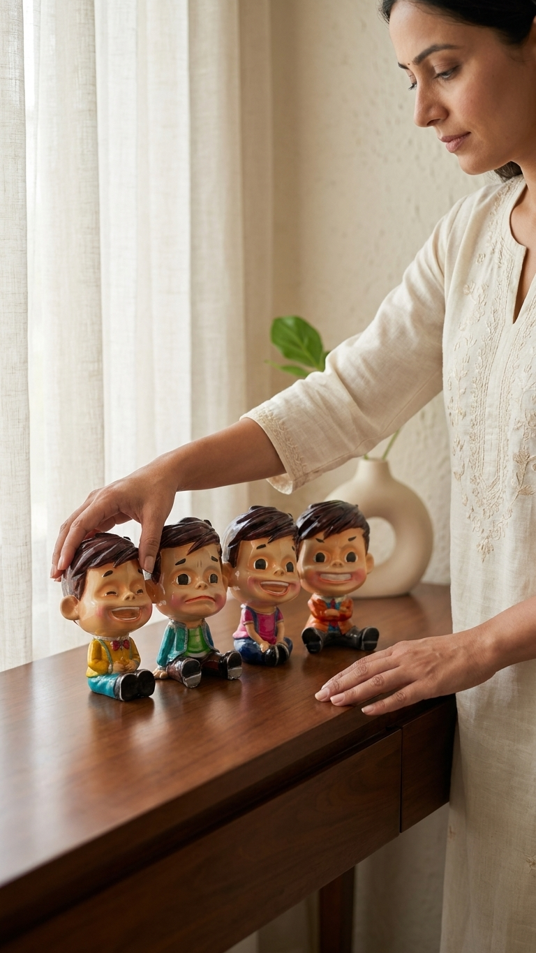 Handcrafted Set of 4 Cartoon Boy Showpieces – Cute Boy Figurines