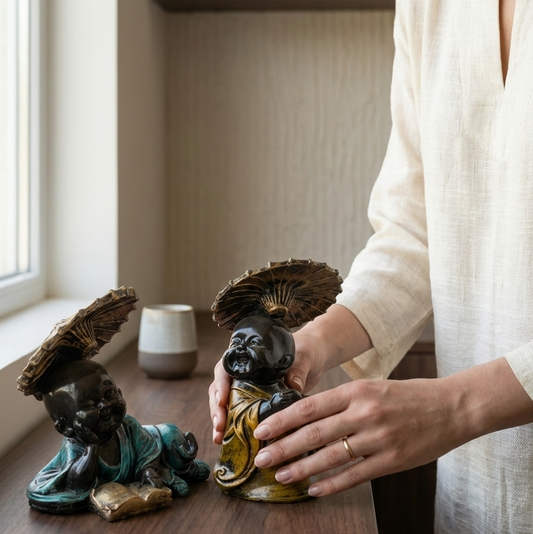 Monk Statue Set with Umbrella