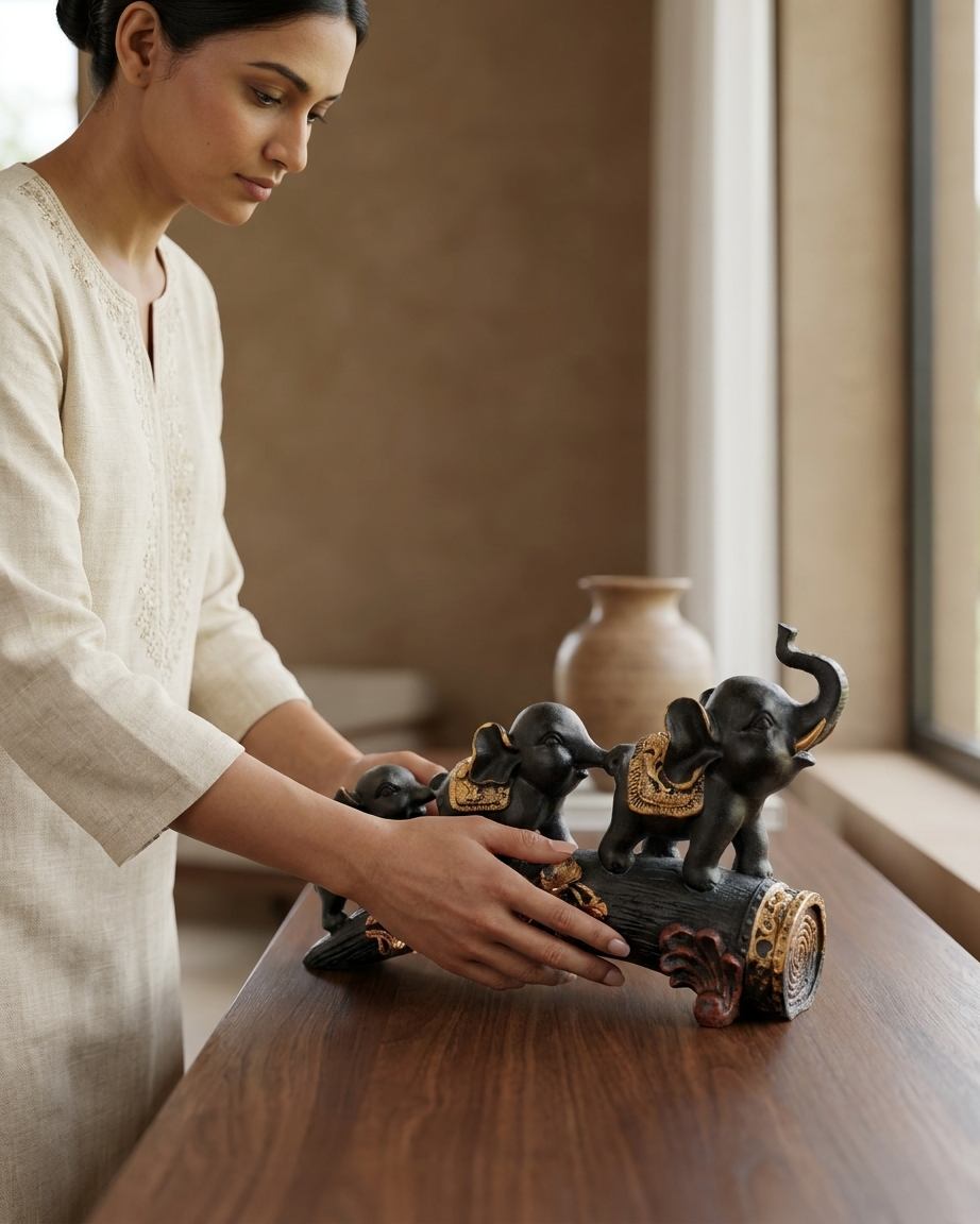 Vastu Elephant Family Showpiece for Prosperity & Success | Premium Home Decor Statue