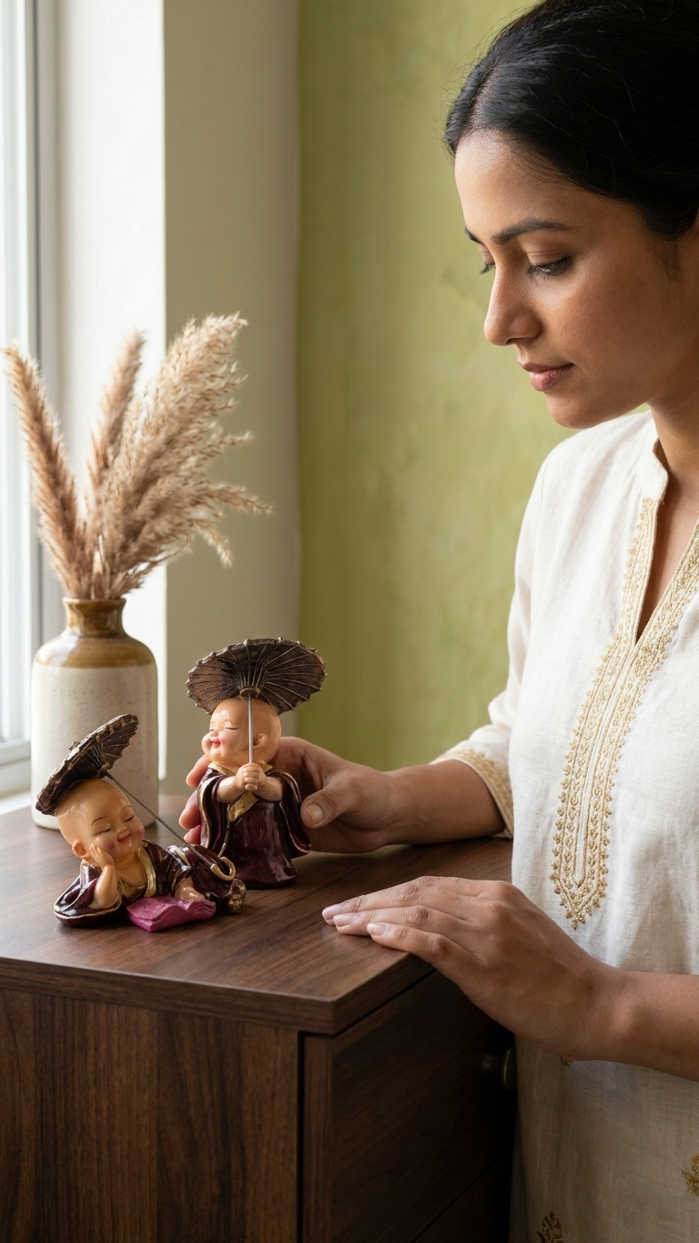 handcrafted monk showpiece set