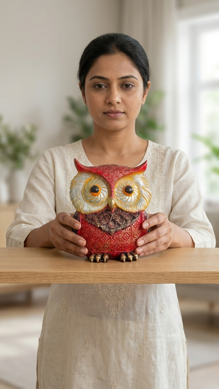 Handcrafted Vintage Owl Showpiece for Home Decor – Premium Decorative Owl Sculpture