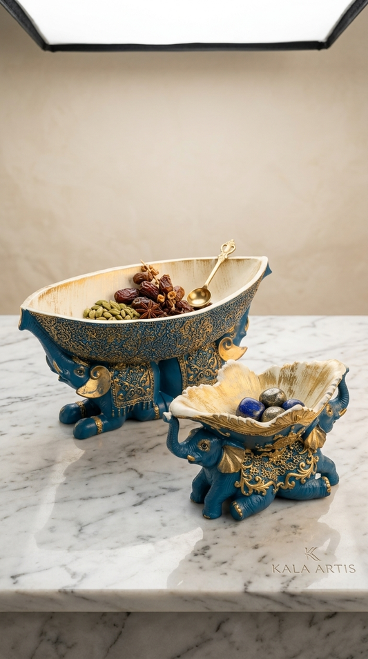 Handcrafted Blue Elephant Decorative Bowl
